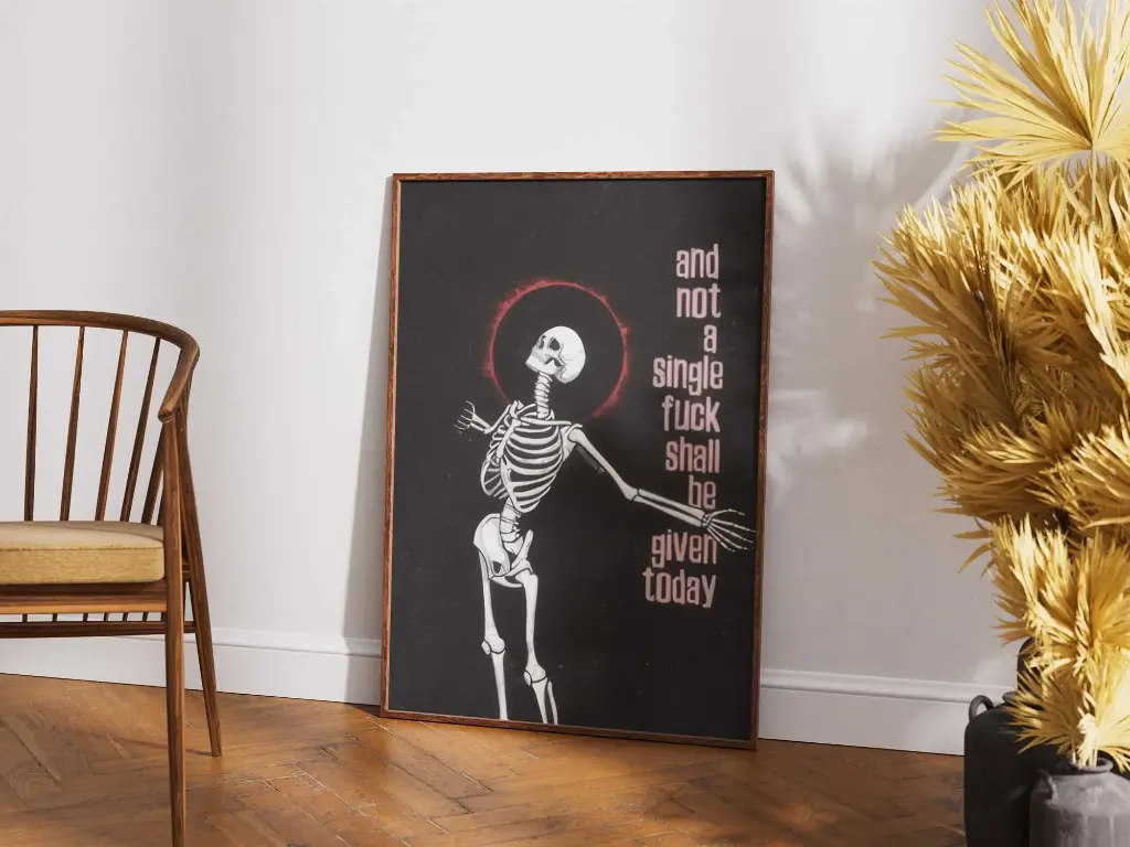 "Zero F*cks Given" - Skeleton Art Poster