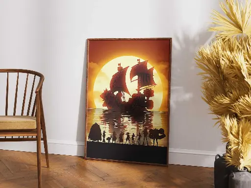 Epic Pirate Ship at Sunset | Adventurous Anime Voyage Art