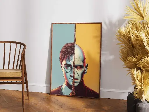 Harry Potter vs. Voldemort | Split-Face Good vs. Evil Art Print