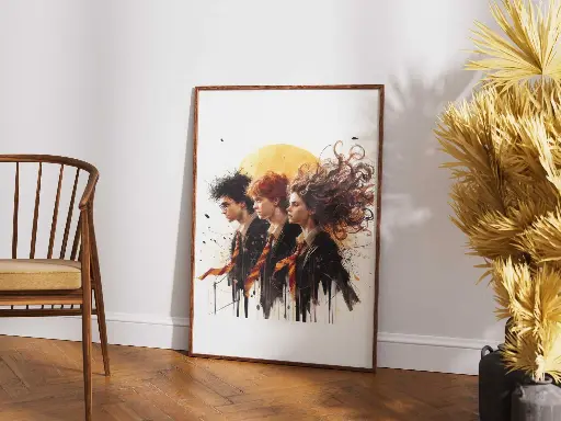  The Golden Trio | Harry Potter Watercolor Art | Magical Hogwarts Poster | Gryffindor Vibes
