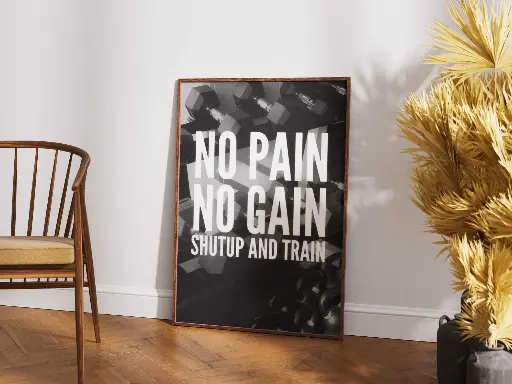 "No Pain, No Gain – Shut Up and Train" – Gym Motivation Poster