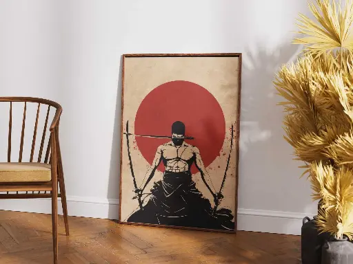 Lone Samurai Warrior | Minimalist Anime Bushido Art
