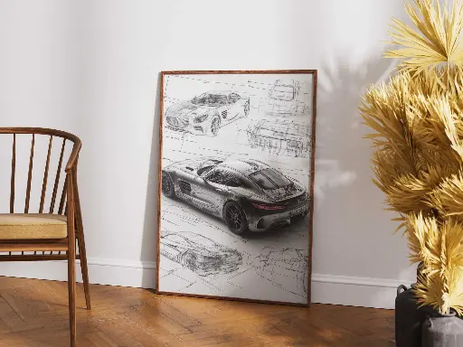 Mercedes-AMG GT Blueprint - Precision Engineering Poster