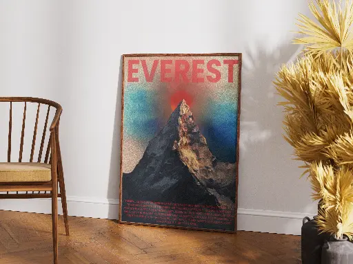 "EVEREST – Touch the Sky" Vintage Mountain Poster